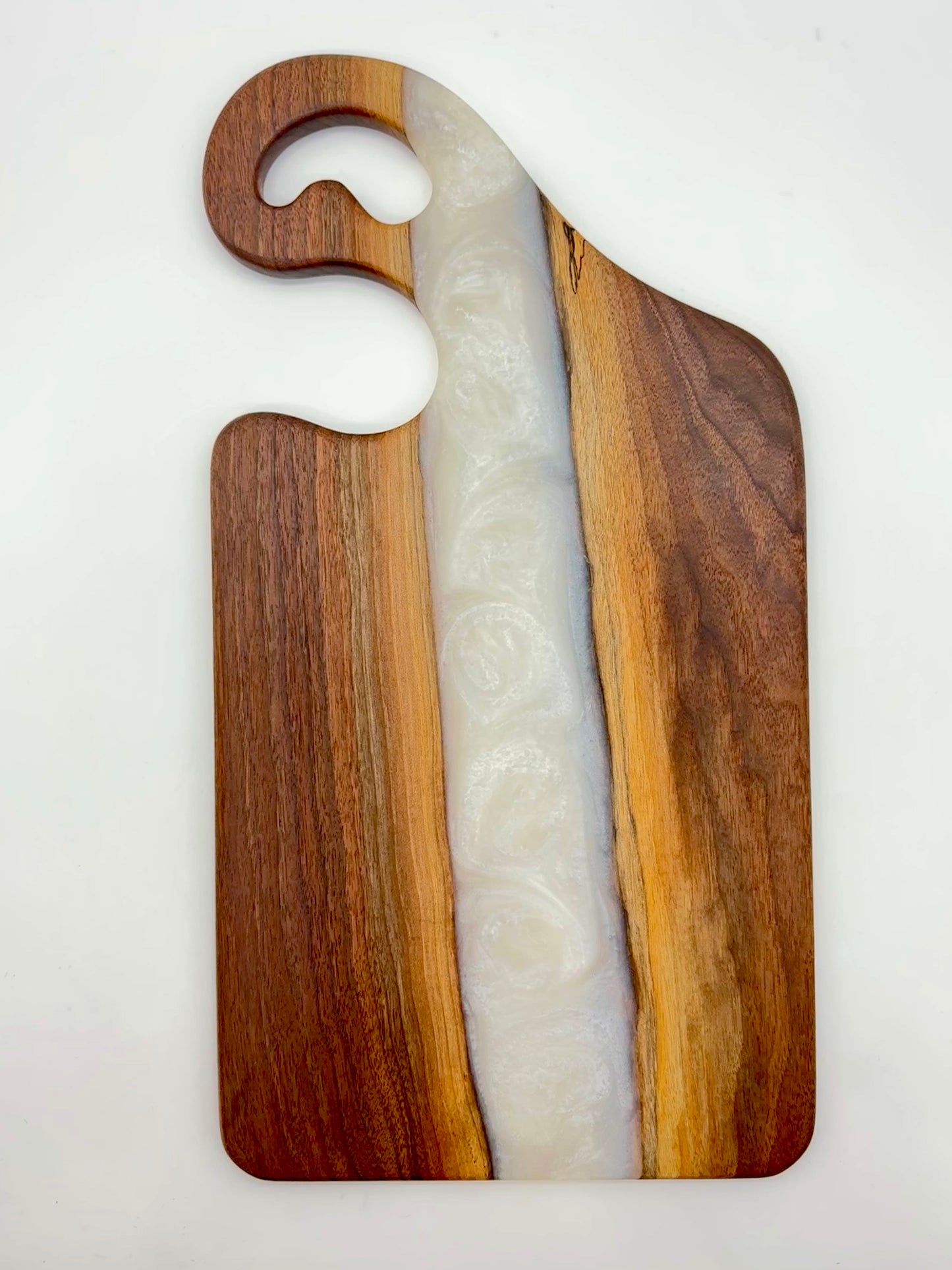 Walnut board with Pearl White resin