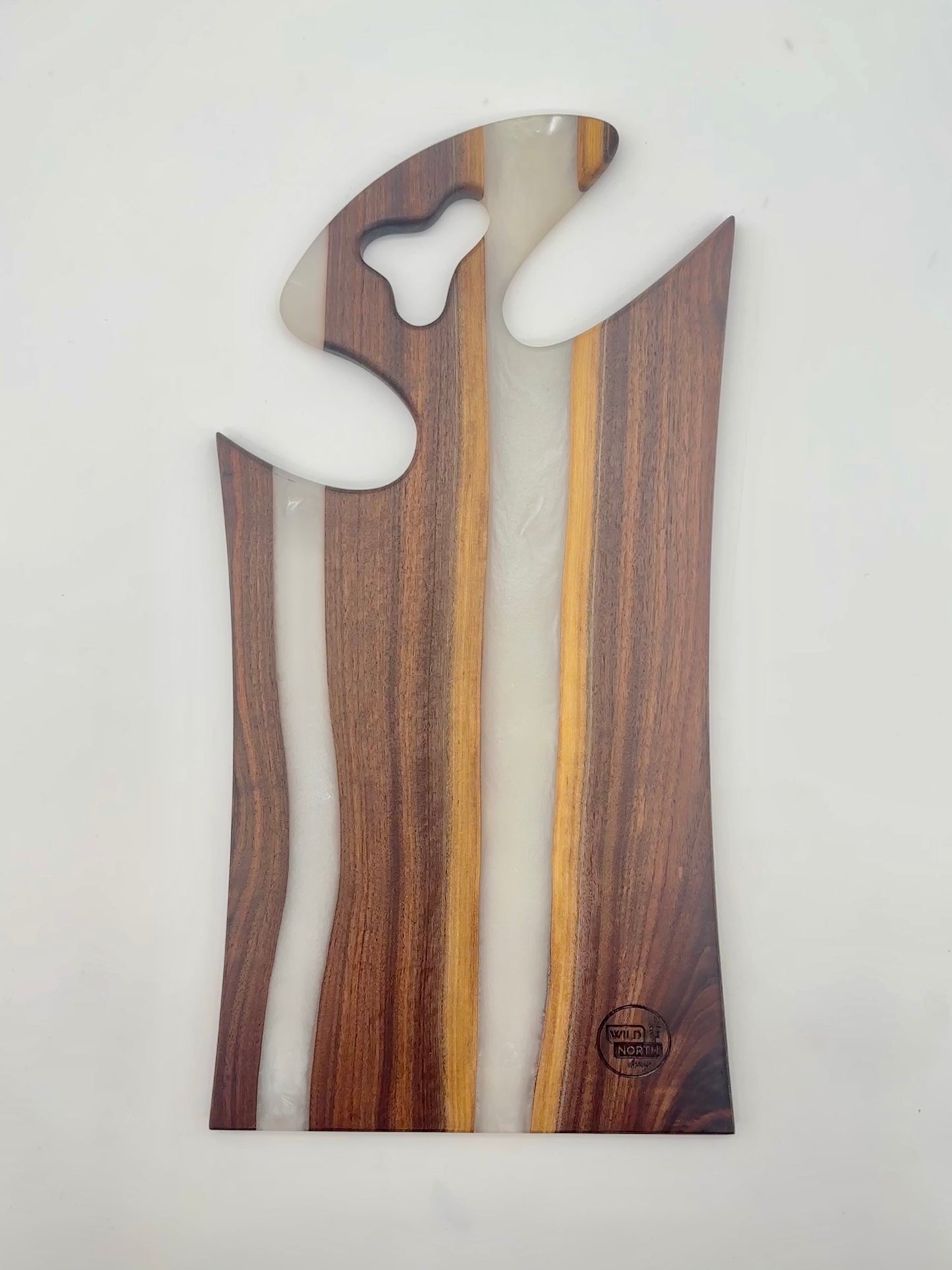 Walnut board with pearl white resin