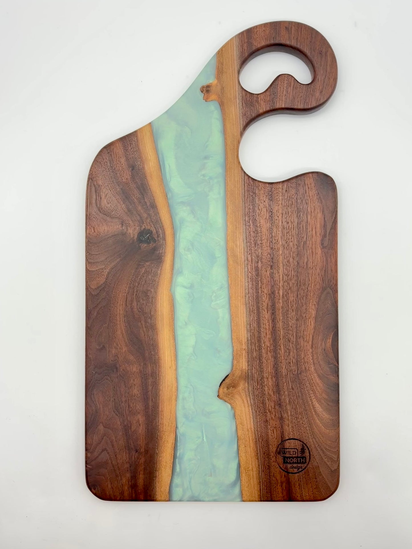 Walnut board with Sea Foam Green resin