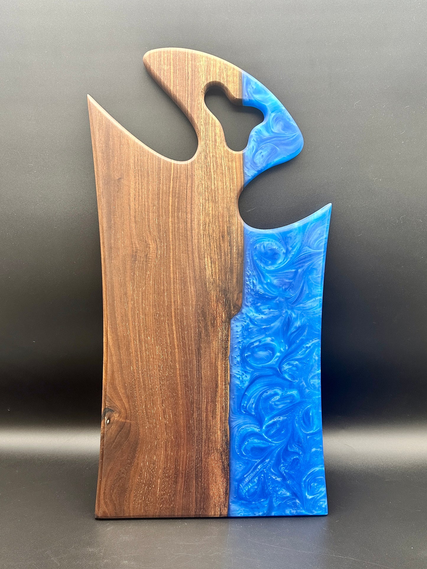 Walnut board with royal blue resin