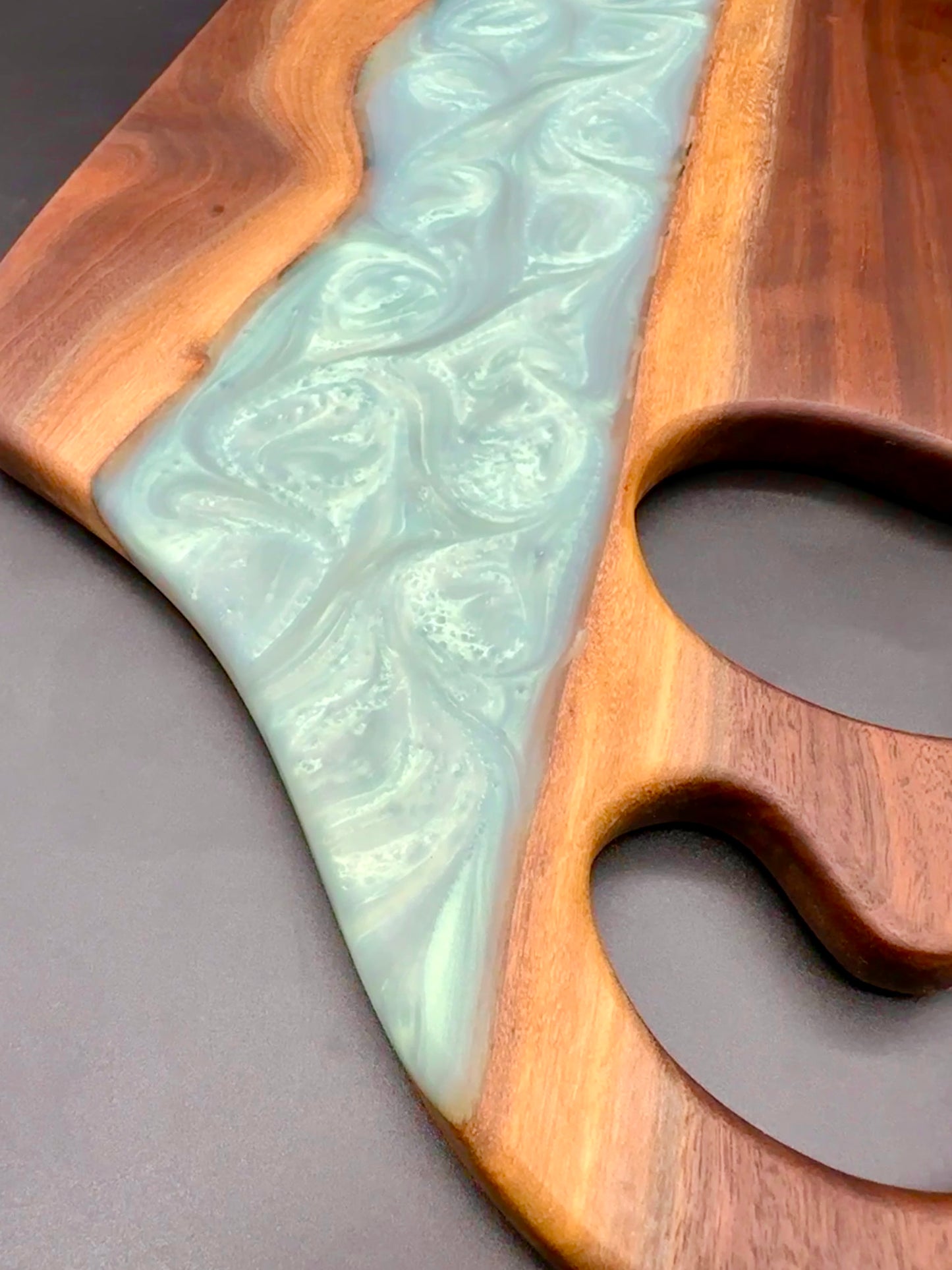 Walnut board with Sea Foam Green resin