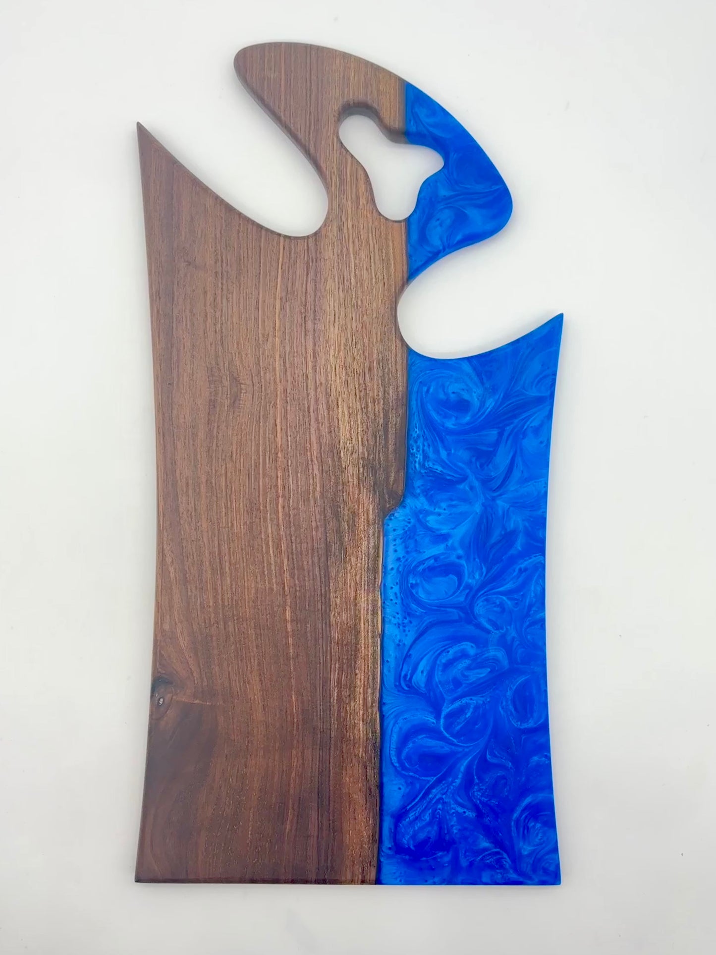 Walnut board with royal blue resin