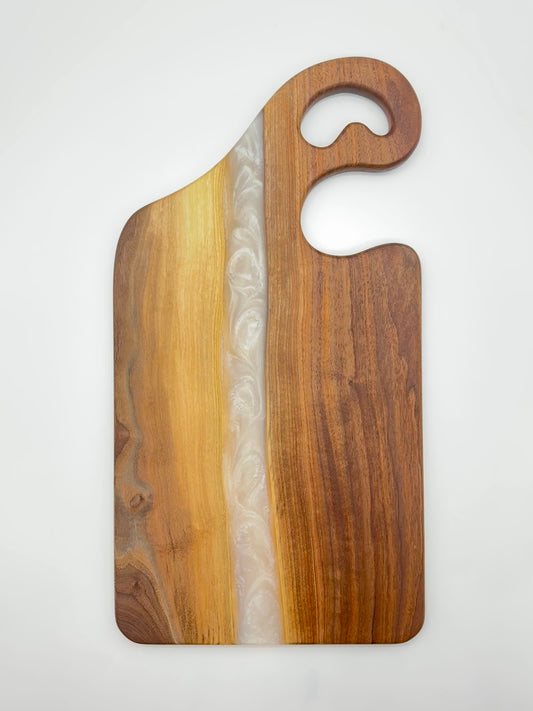 Walnut board with Pearl White resin
