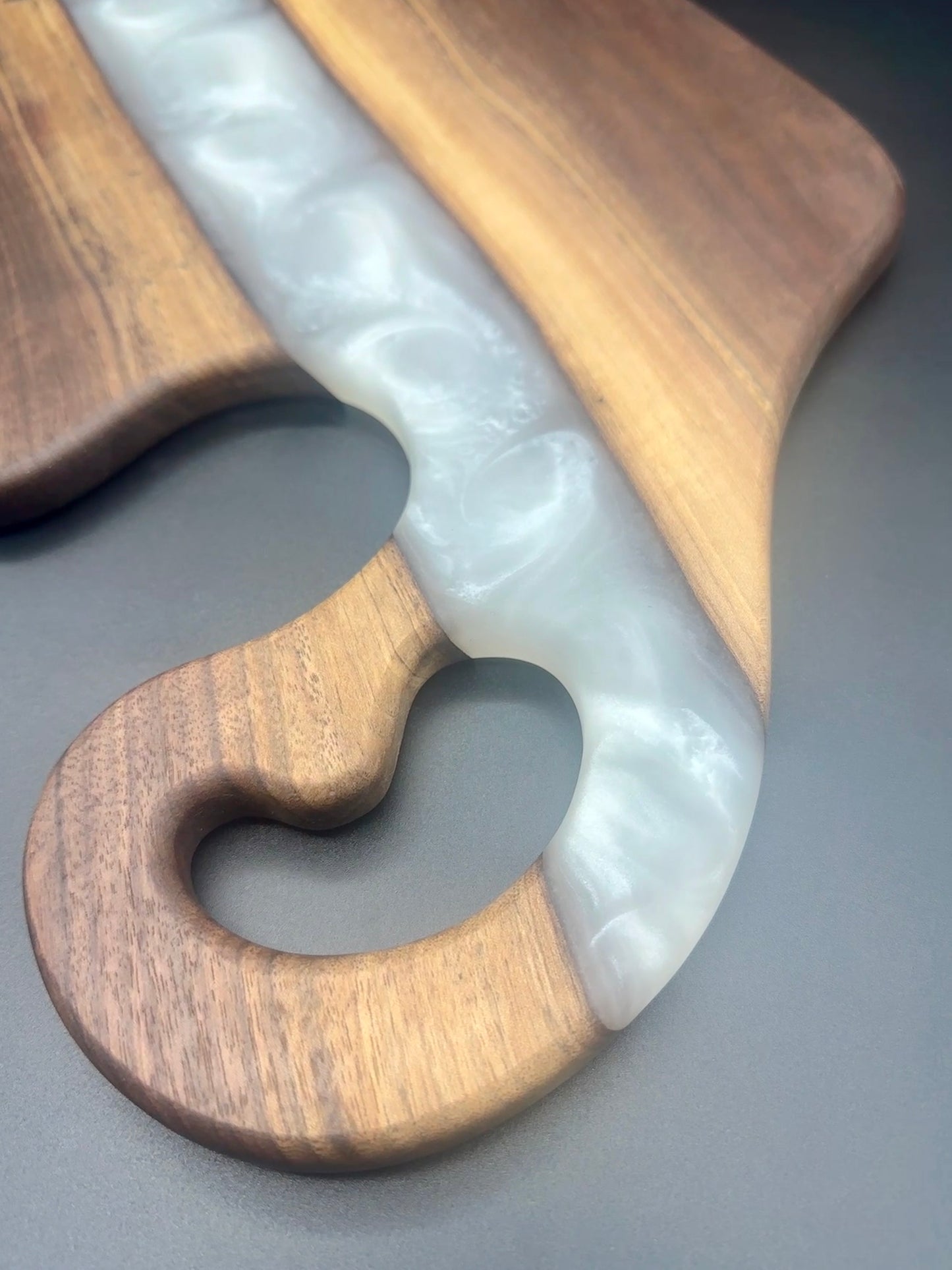 Walnut board with Pearl White resin