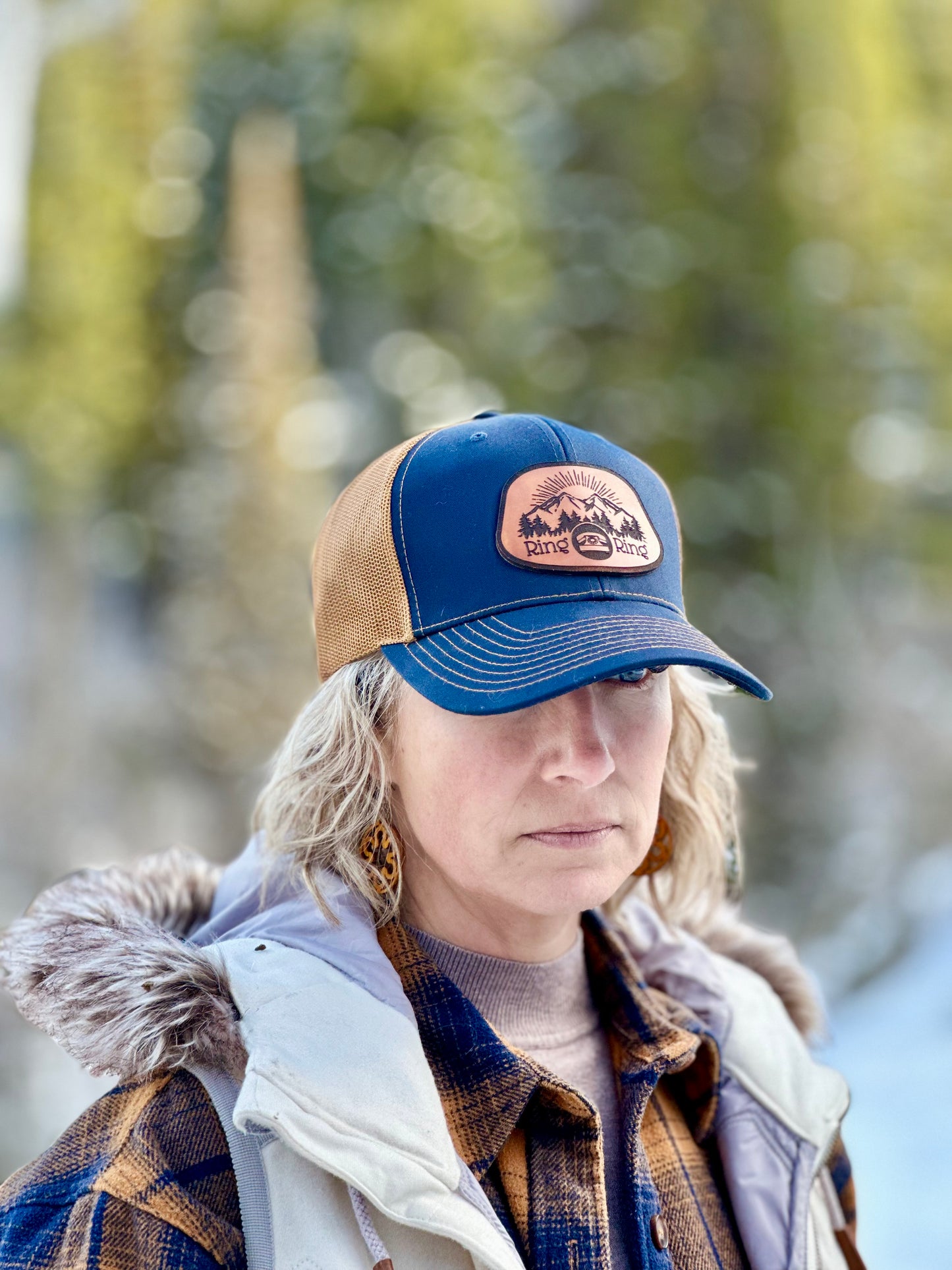 Richardson™ 112 - Navy/Caramel Snapback Hat With Premium Leather Patches
