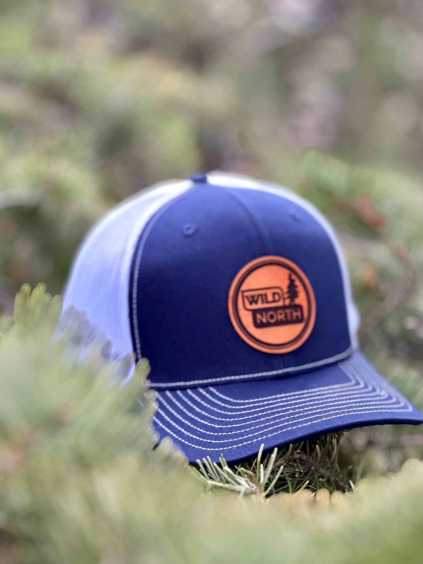 Richardson™ 112 - Navy/White Snapback Hat With Premium Leather Patches