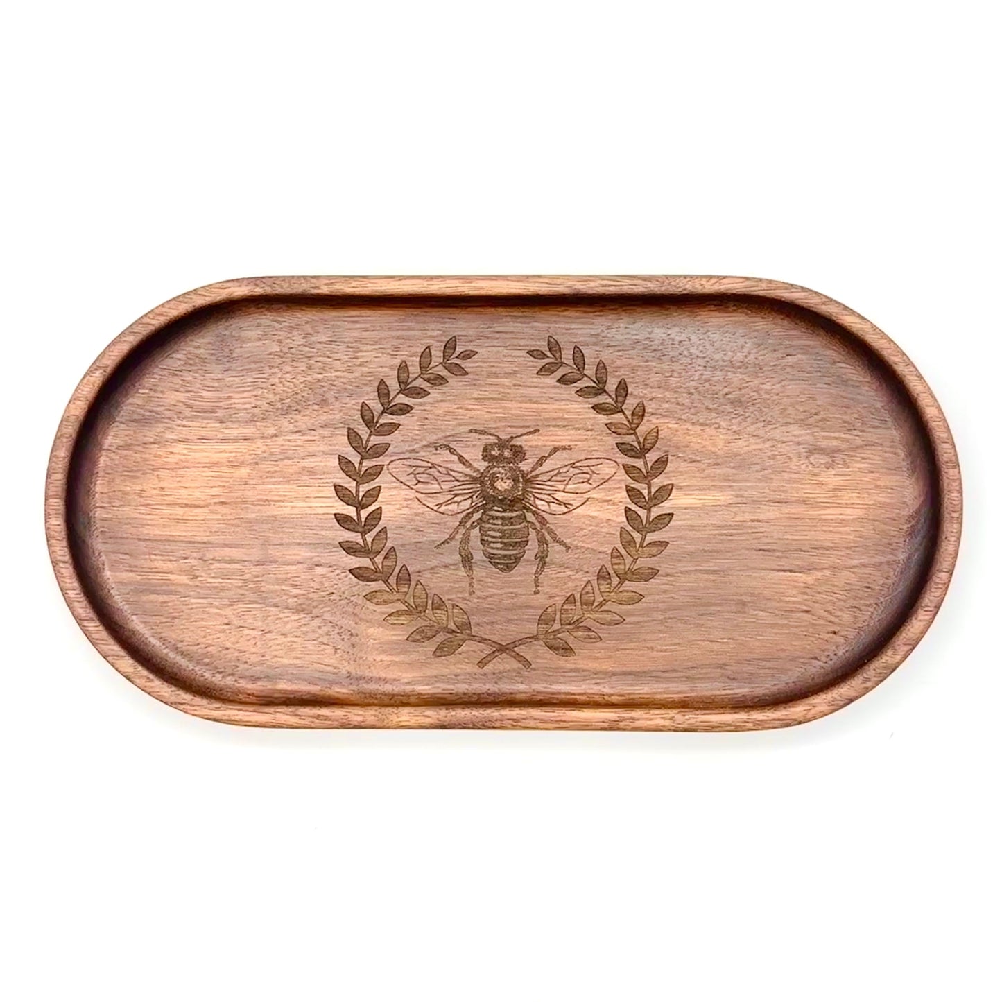 Catch-All Tray (Small) | Walnut/Cherry Wood | Handcrafted, Laser Etched Design | 4x8