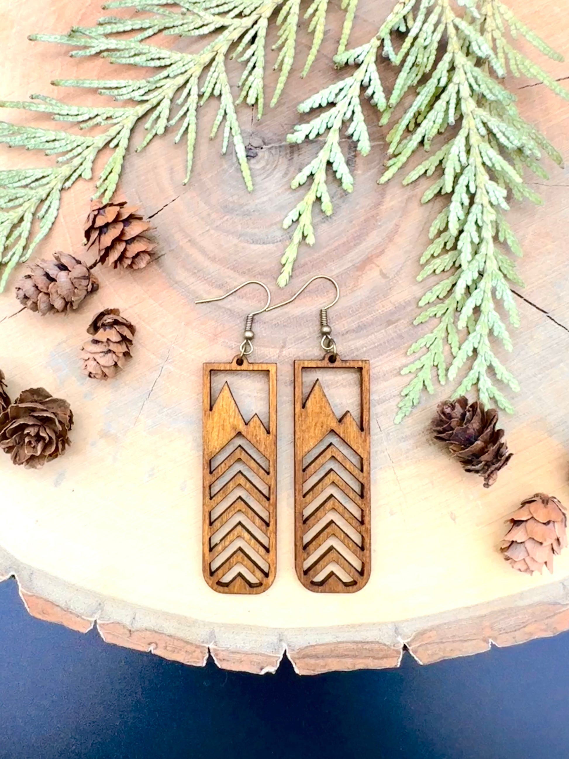 Laser Cut Chevon Mountain Earring Stylized