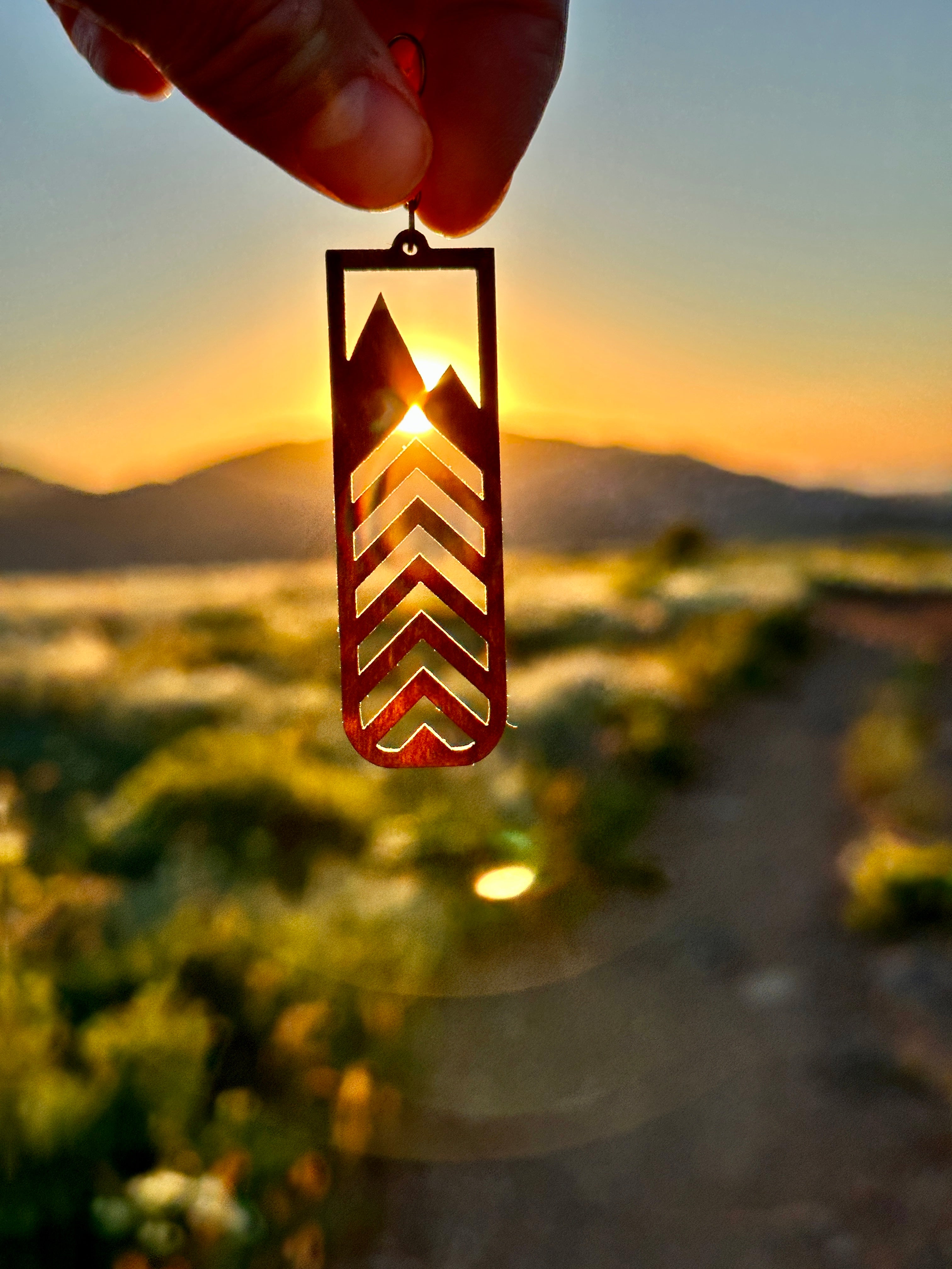 Laser Cut Chevron Mountain Earring Stylized