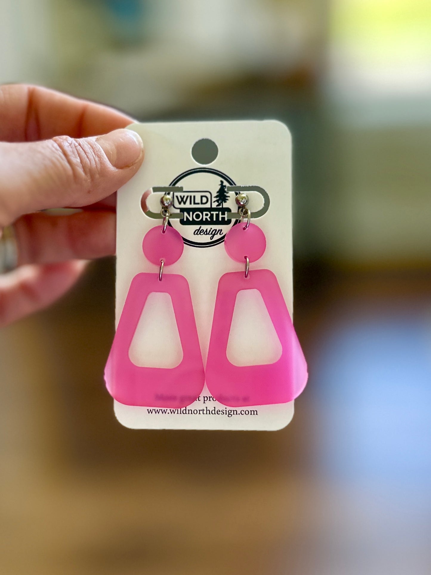 Pink Hoop Earrings Stylized
