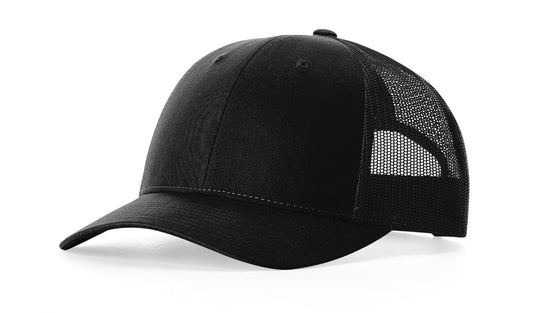 Richardson™ 115 Low Pro - Black Snapback Hat With Premium Leather Patches