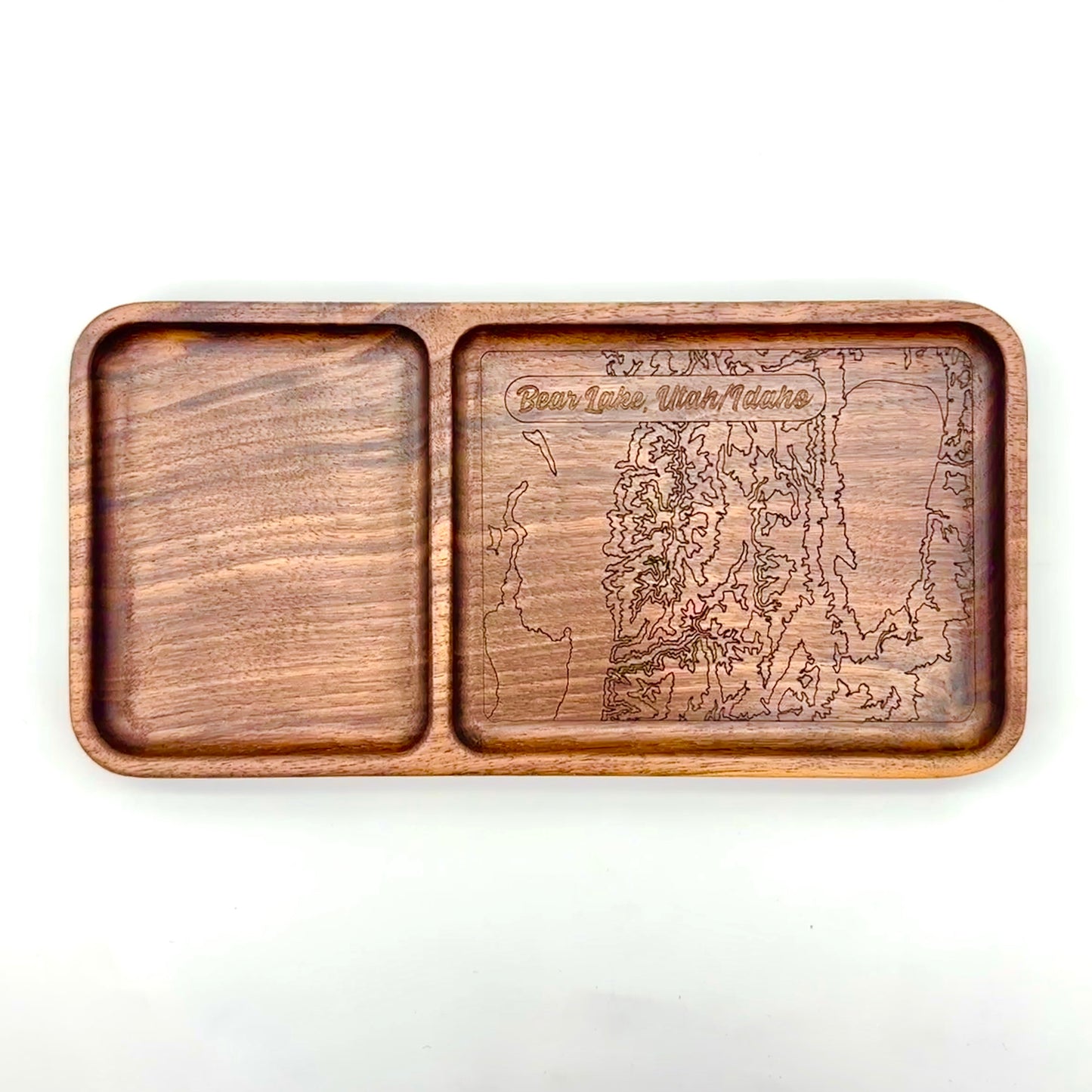 Valet Tray (Large) | Walnut/Cherry Wood | Handcrafted, Laser Etched Design | 5x10