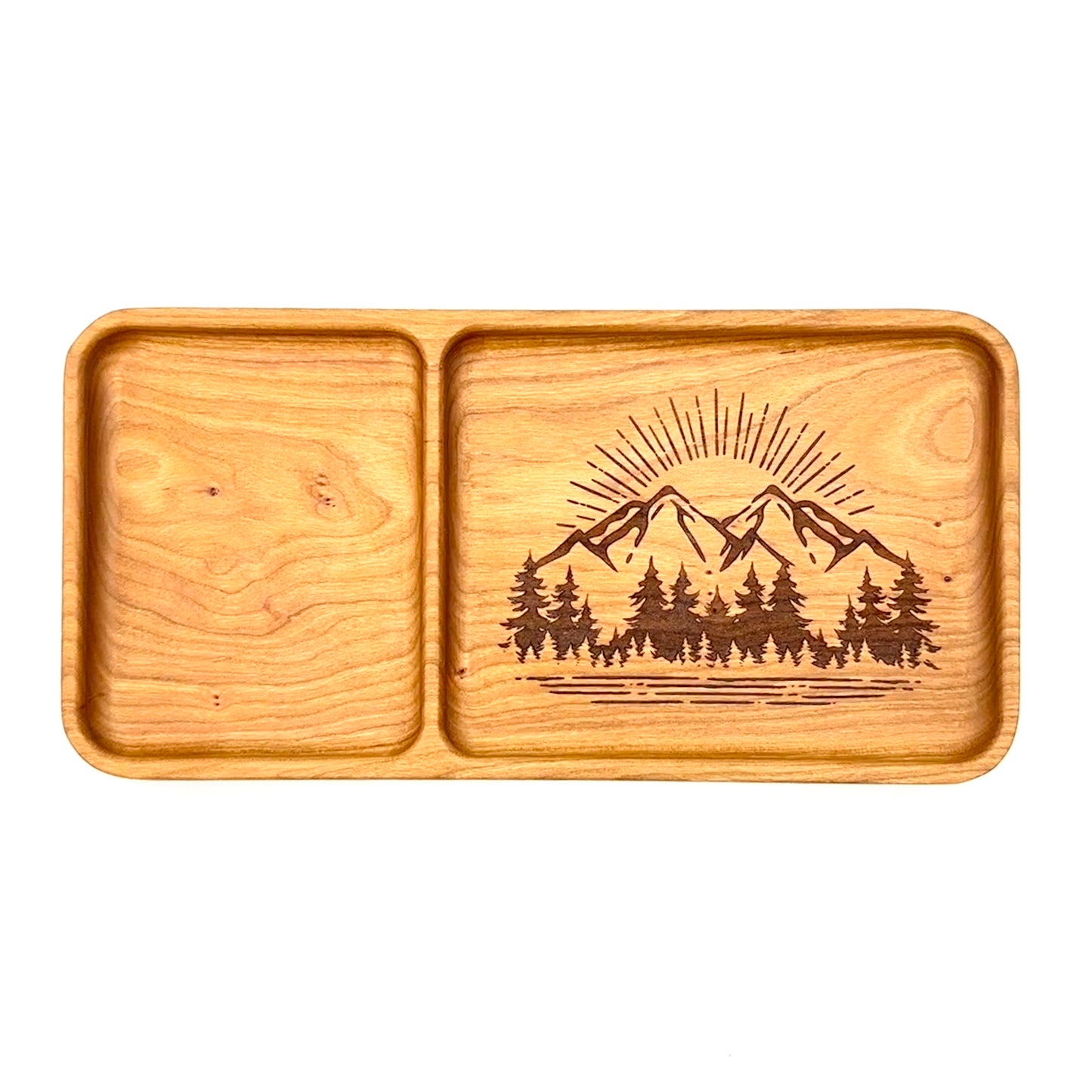 Valet Tray (Large) | Walnut/Cherry Wood | Handcrafted, Laser Etched Design | 5x10