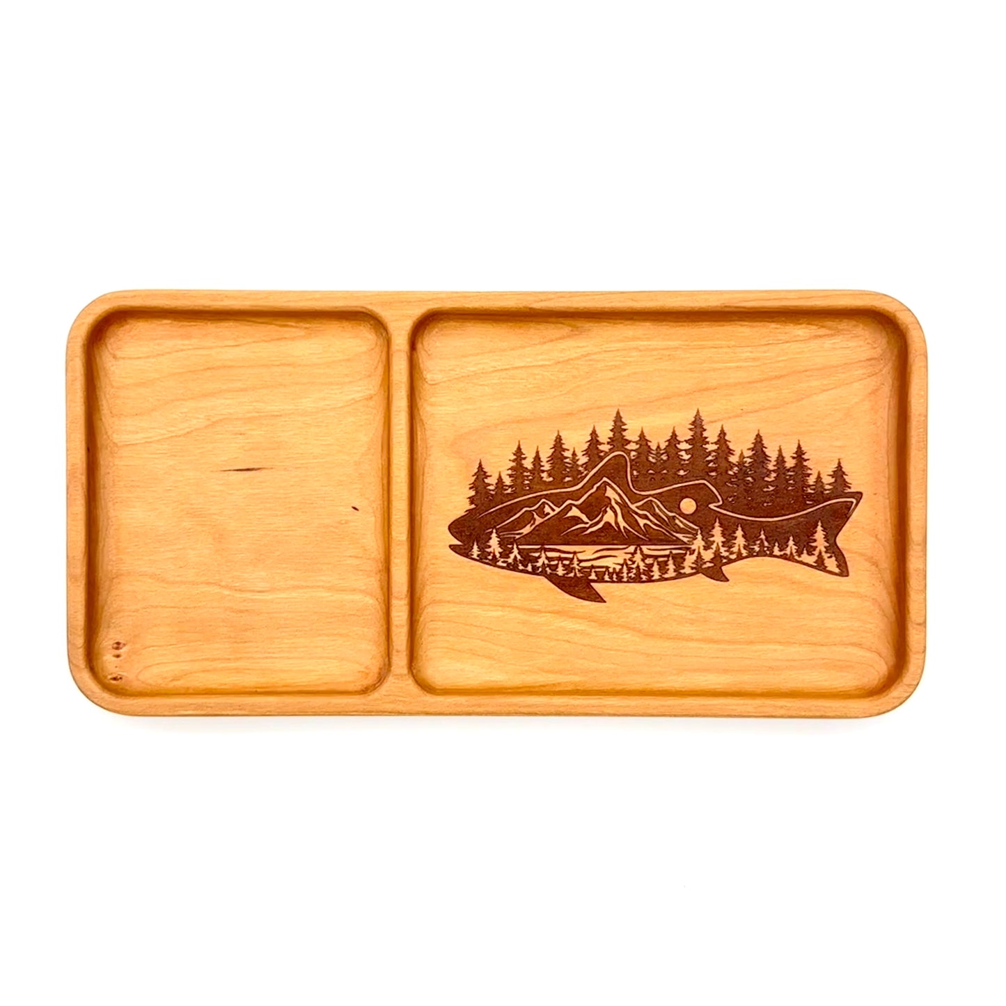 Valet Tray (Large) | Walnut/Cherry Wood | Handcrafted, Laser Etched Design | 5x10