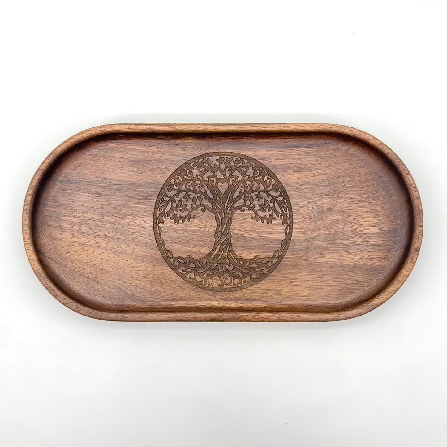 Catch-All Tray (Large) | Walnut/Cherry Wood | Handcrafted, Laser Etched Design | 5x10