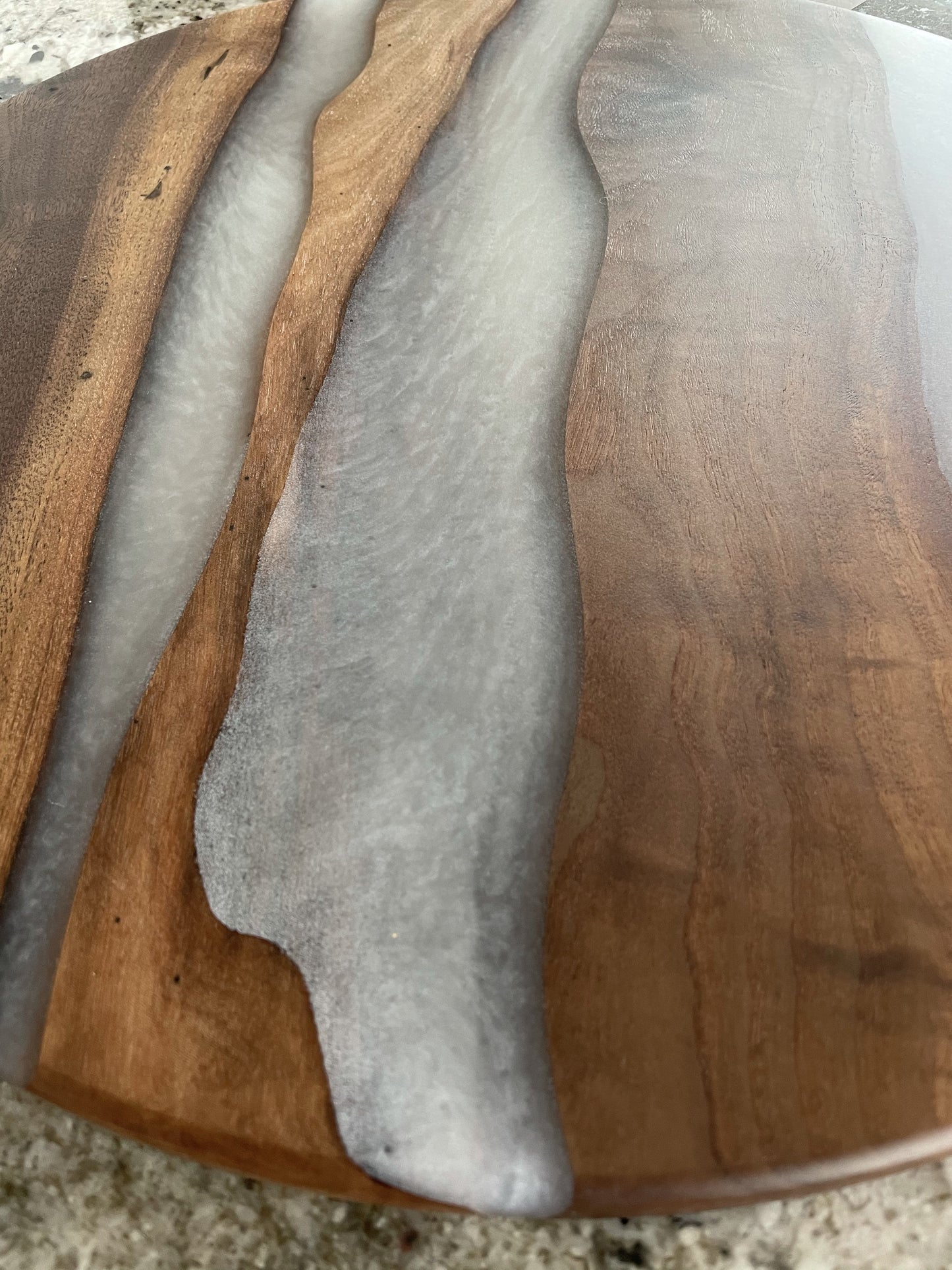Custom 12” round walnut and resin board