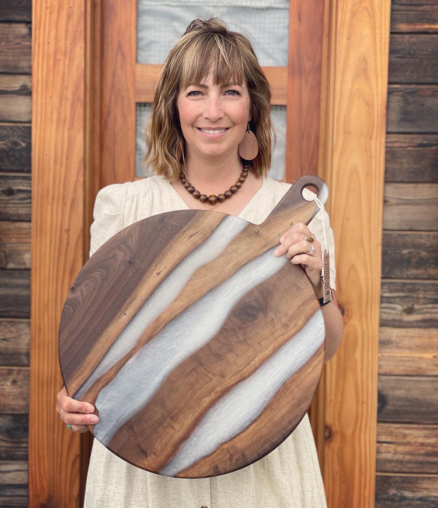 Custom 12” round walnut and resin board
