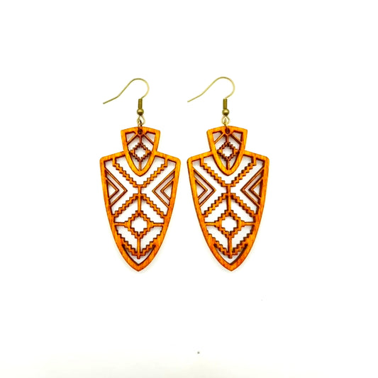Aztec Patterned Arrowhead Earrings