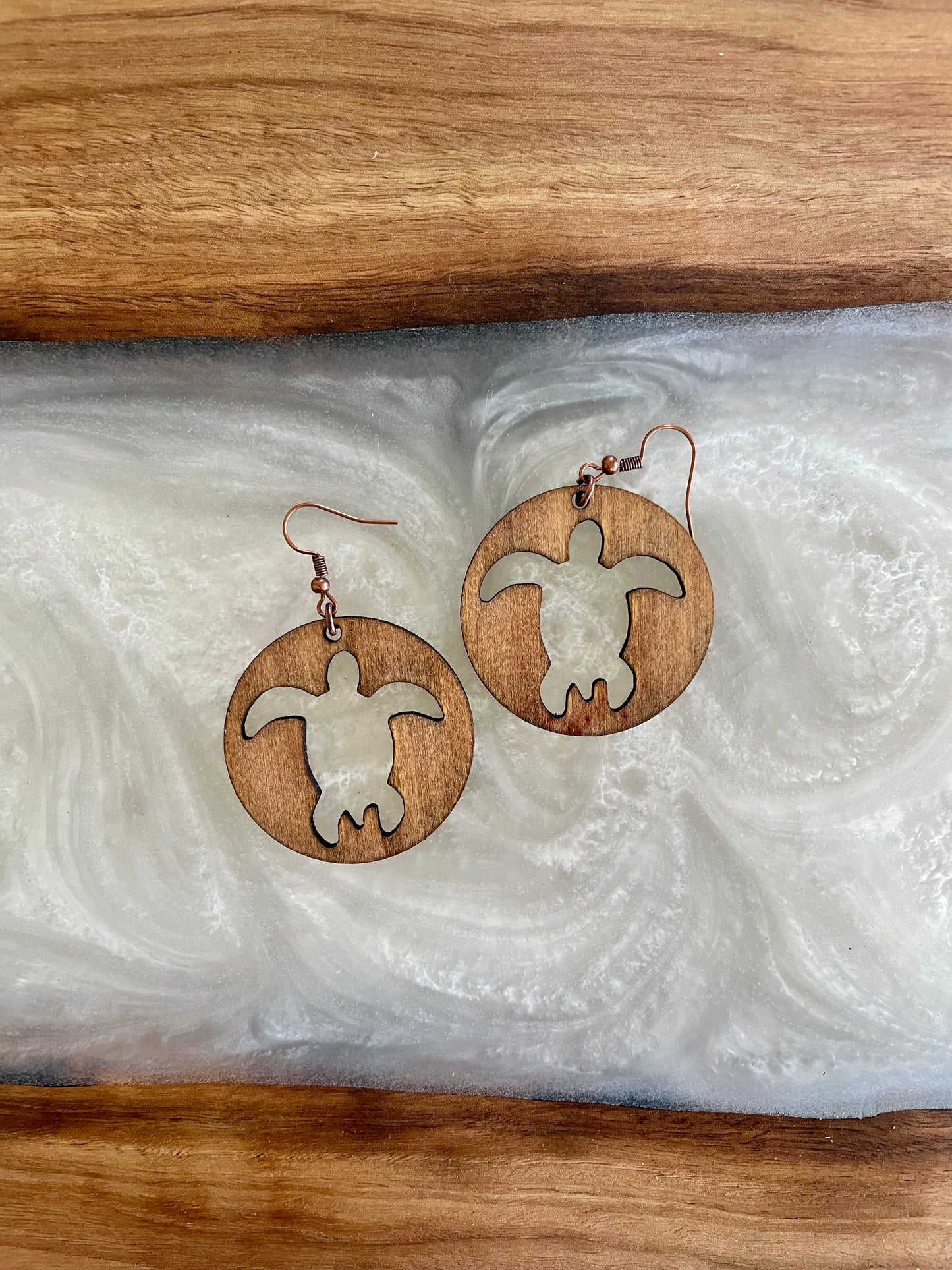 Sea turtle cut out earrings