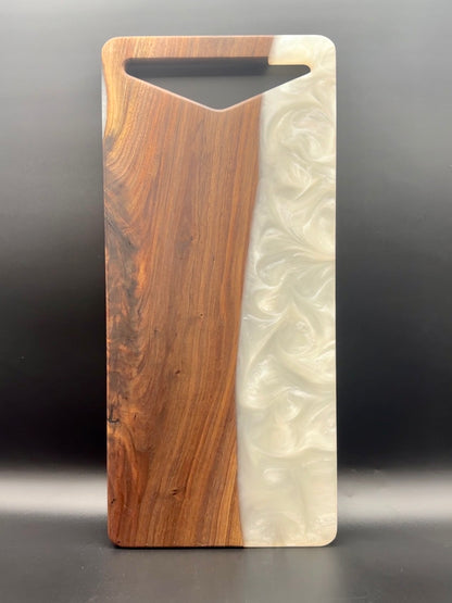 Walnut board with pearl white resin