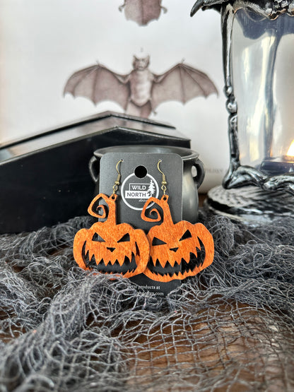 Jack O Lantern pumpkin Halloween earrings