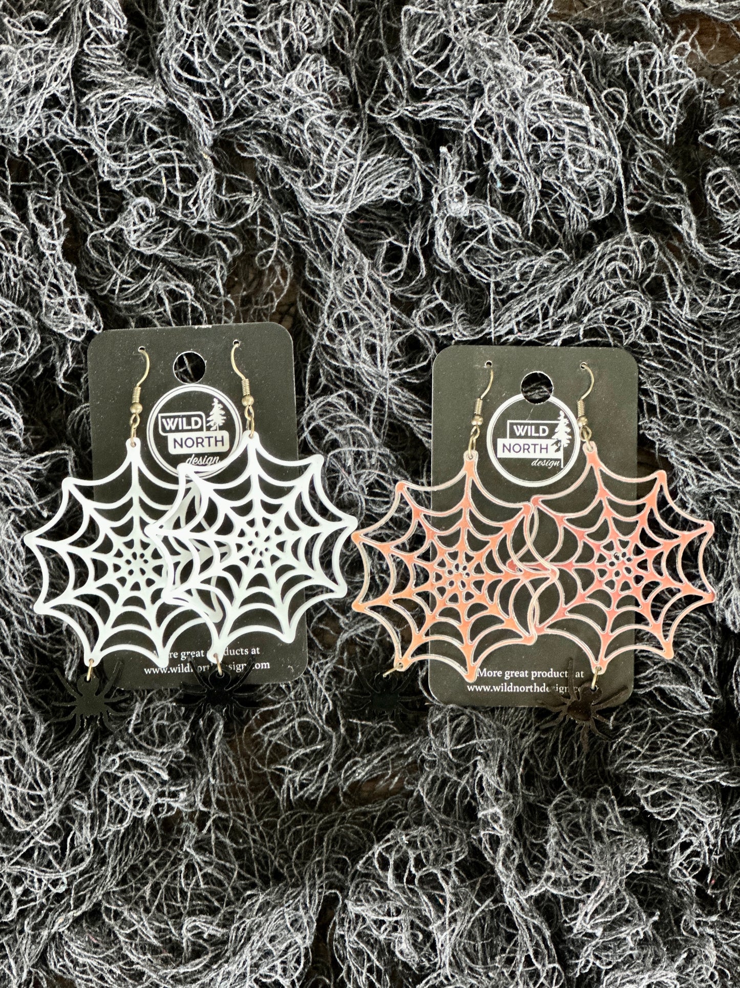 Spider web and spider Iridescent Halloween earrings