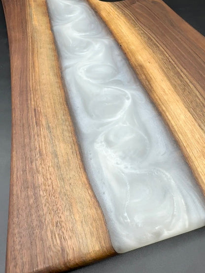 Walnut board with pearl white resin