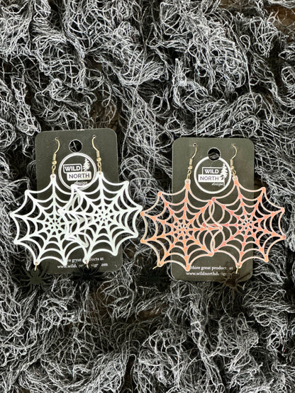 Spider web and spider Halloween earrings