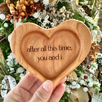 Mini Heart Catch-All Tray | Walnut/Cherry Wood | Handcrafted, Laser Etched Design | 4x8