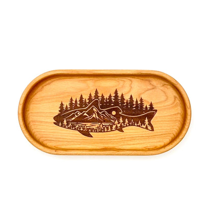 Catch-All Tray (Small) | Walnut/Cherry Wood | Handcrafted, Laser Etched Design | 4x8