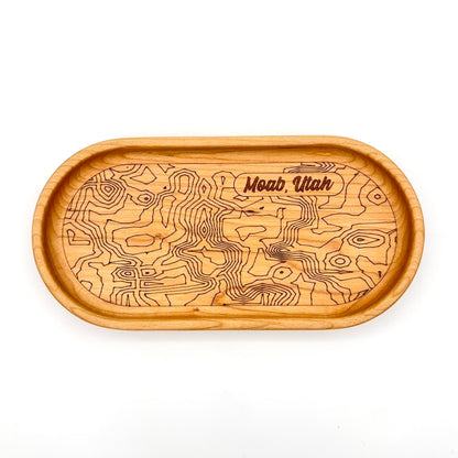 Catch-All Tray (Small) | Walnut/Cherry Wood | Handcrafted, Laser Etched Design | 4x8