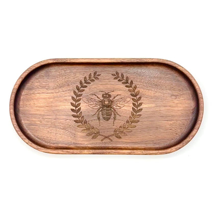 Catch-All Tray (Small) | Walnut/Cherry Wood | Handcrafted, Laser Etched Design | 4x8