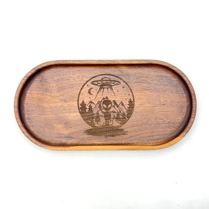 Catch-All Tray (Small) | Walnut/Cherry Wood | Handcrafted, Laser Etched Design | 4x8