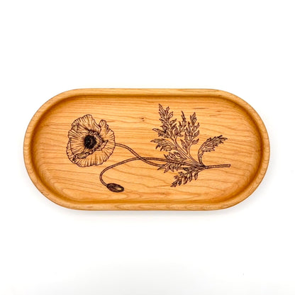 Catch-All Tray (Small) | Walnut/Cherry Wood | Handcrafted, Laser Etched Design | 4x8