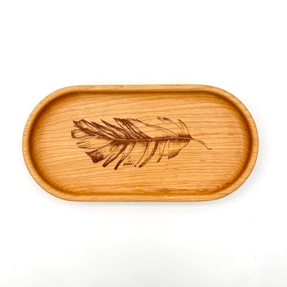 Catch-All Tray (Small) | Walnut/Cherry Wood | Handcrafted, Laser Etched Design | 4x8