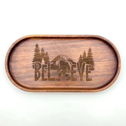 Catch-All Tray (Small) | Walnut/Cherry Wood | Handcrafted, Laser Etched Design | 4x8