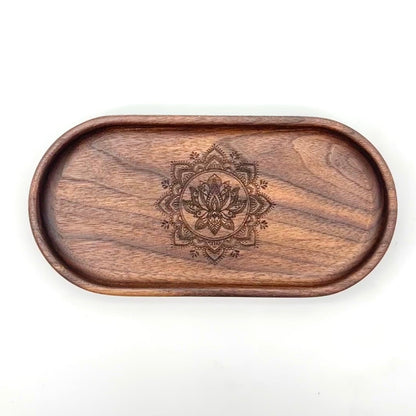 Catch-All Tray (Small) | Walnut/Cherry Wood | Handcrafted, Laser Etched Design | 4x8