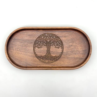 Catch-All Tray (Small) | Walnut/Cherry Wood | Handcrafted, Laser Etched Design | 4x8