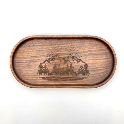 Catch-All Tray (Small) | Walnut/Cherry Wood | Handcrafted, Laser Etched Design | 4x8