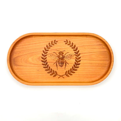 Catch-All Tray (Small) | Walnut/Cherry Wood | Handcrafted, Laser Etched Design | 4x8