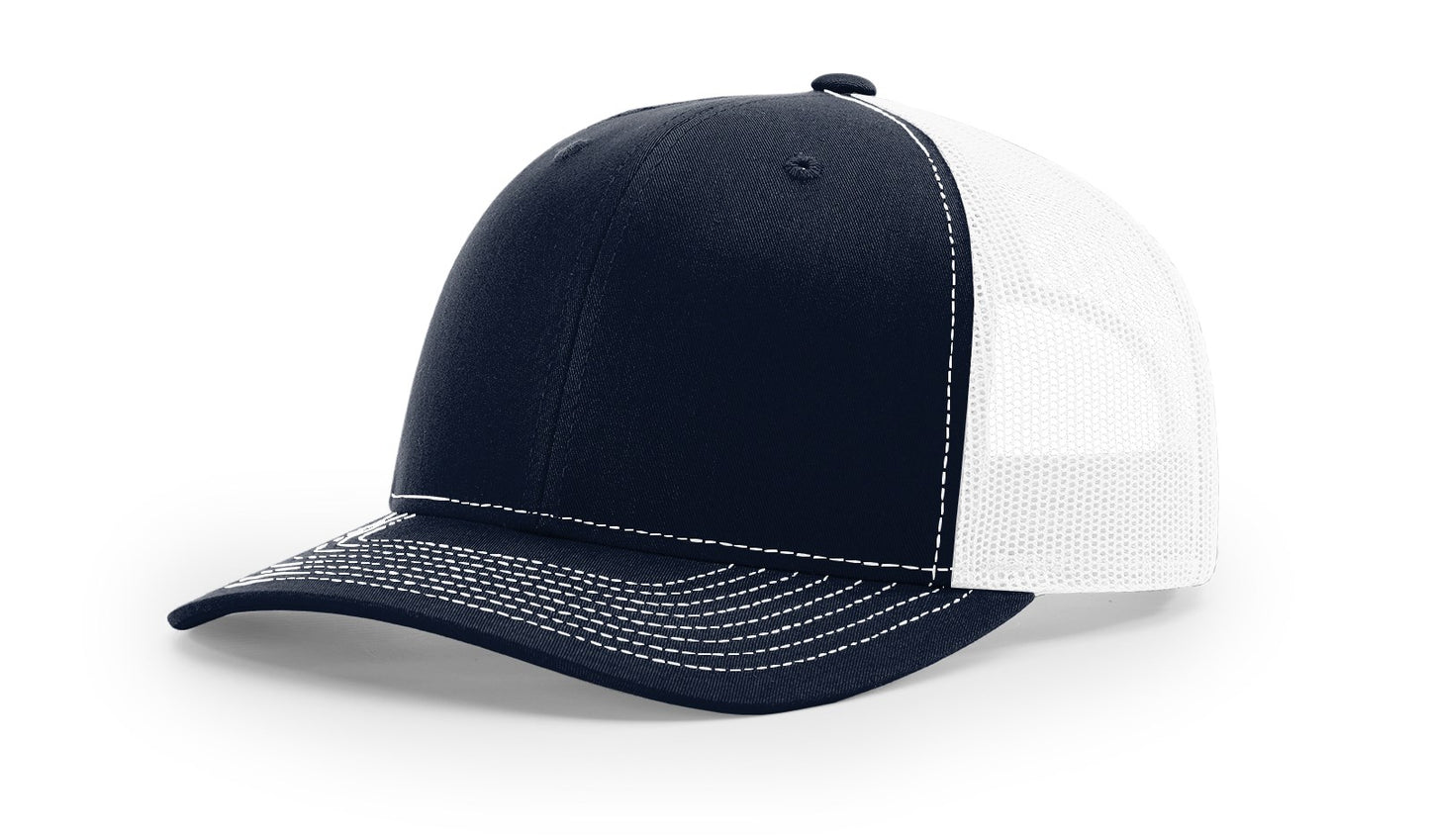 Richardson™ 112 - Navy/White Snapback Hat With Premium Leather Patches