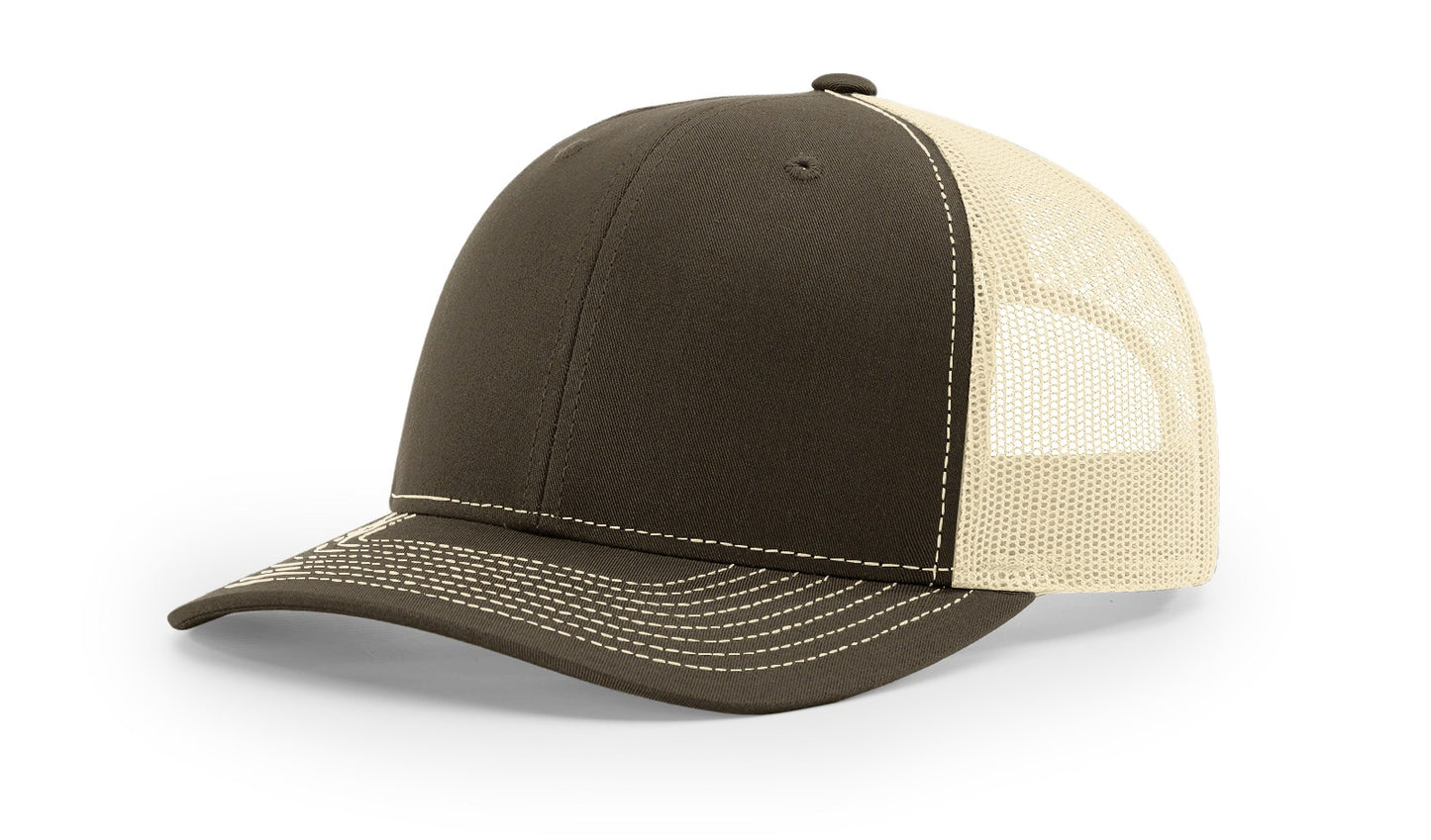 Richardson™ 115 Low Pro - Chocolate Chip/Birch Snapback Hat With Premium Leather Patches
