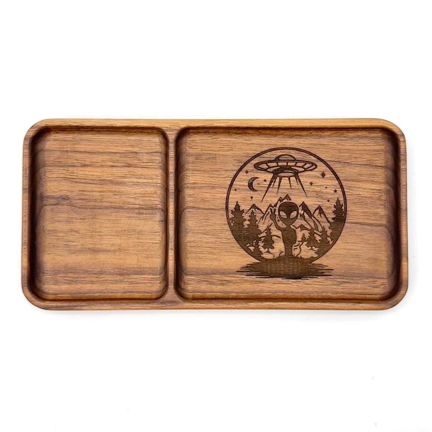 Valet Tray (Large) | Walnut/Cherry Wood | Handcrafted, Laser Etched Design | 5x10