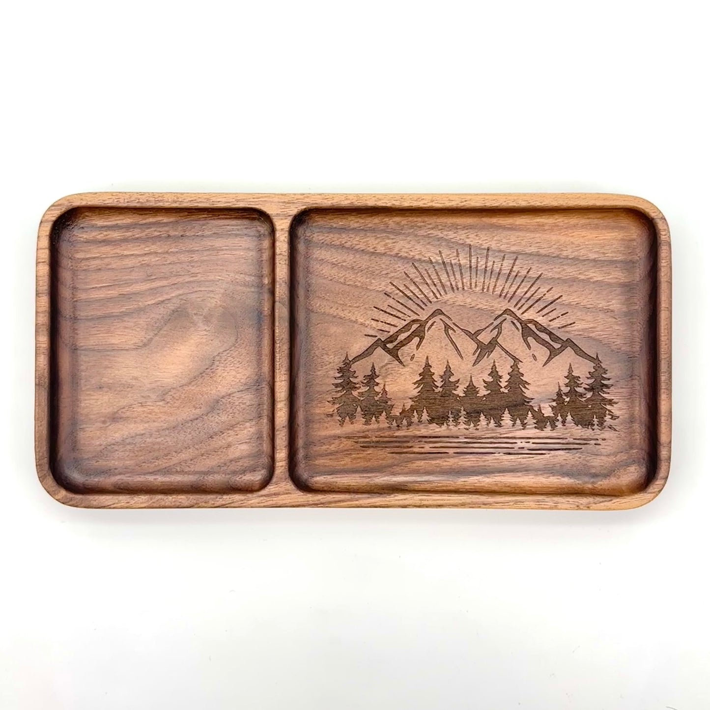 Valet Tray (Large) | Walnut/Cherry Wood | Handcrafted, Laser Etched Design | 5x10