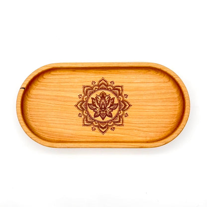 Catch-All Tray (Large) | Walnut/Cherry Wood | Handcrafted, Laser Etched Design | 5x10