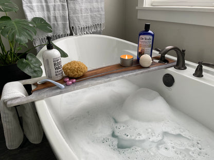 Custom order bath tray with epoxy resin