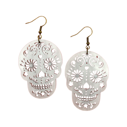 Sugar skull (Dia de los muertos) white earrings