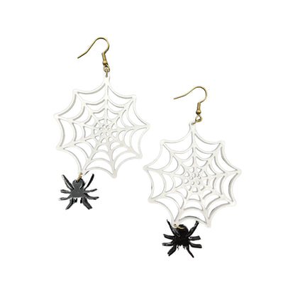 Spider web and spider Halloween earrings