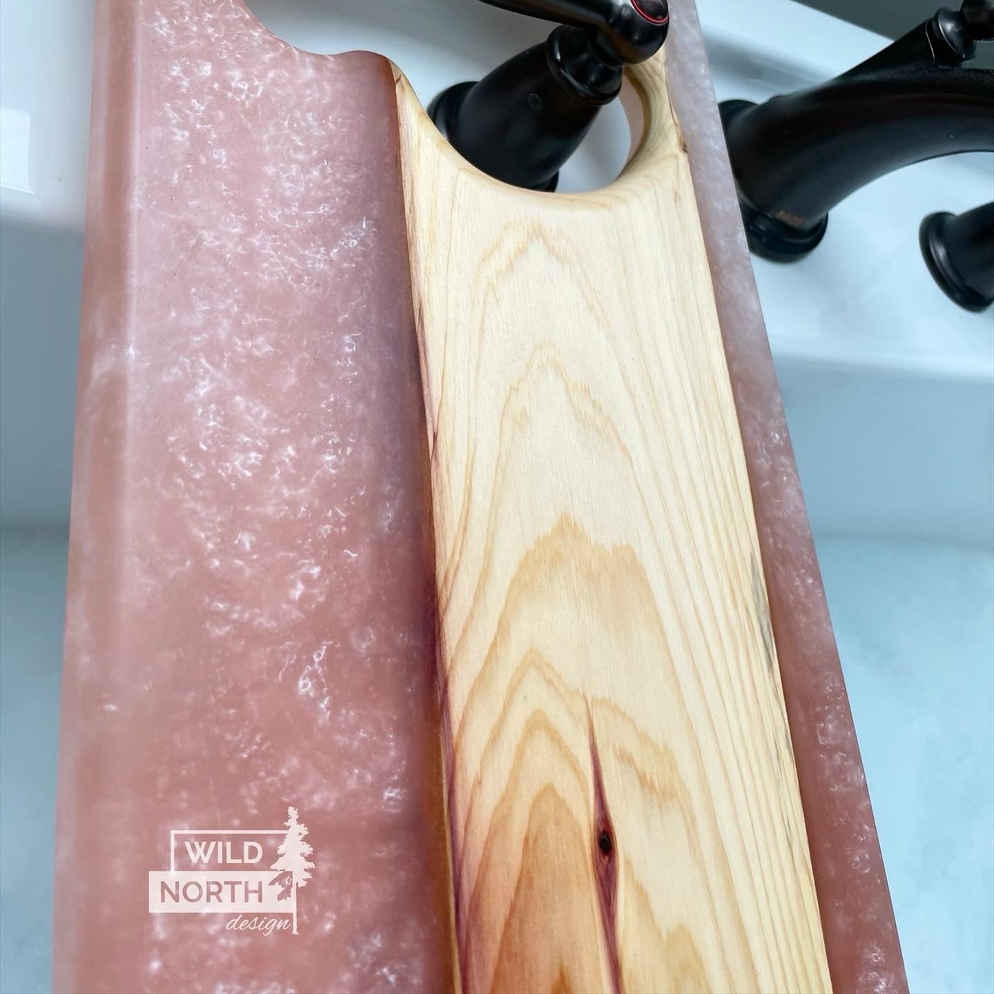 Custom order bath tray with epoxy resin