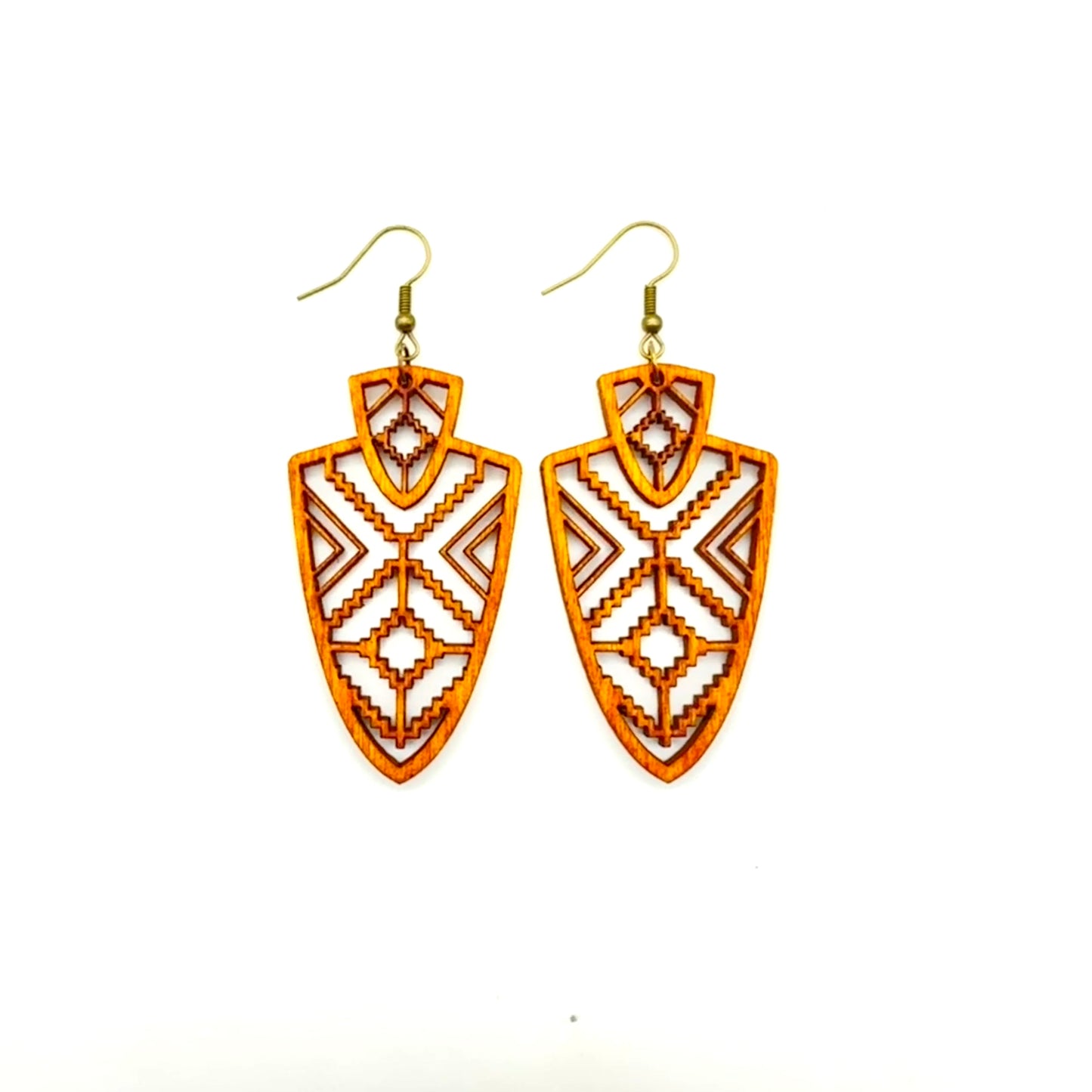 Aztec Patterned Arrowhead Earrings